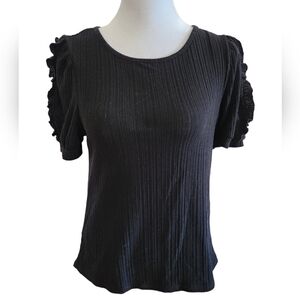 New Medium Black Ruffle Sleeve Shirt